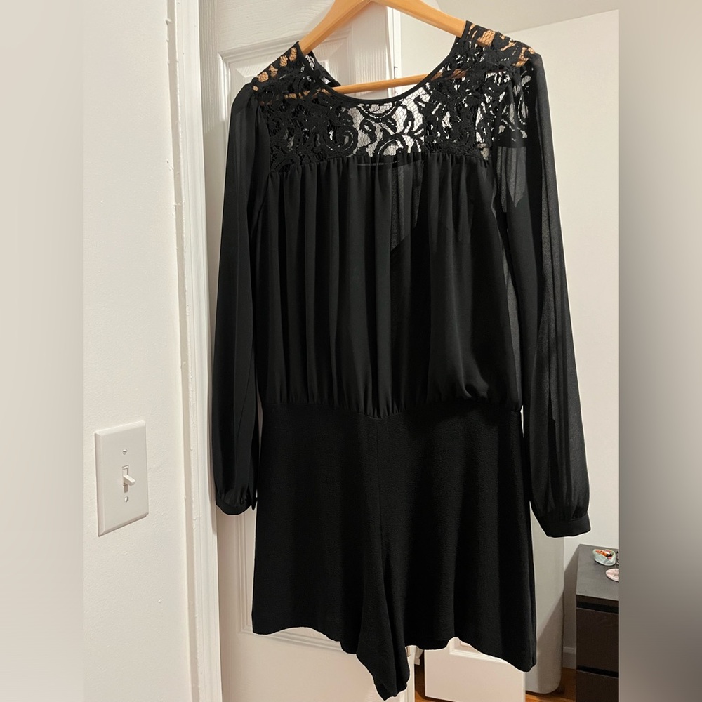 Michael Kors Black Long-Sleeve Romper Size 4 (see last photo for fit reference)